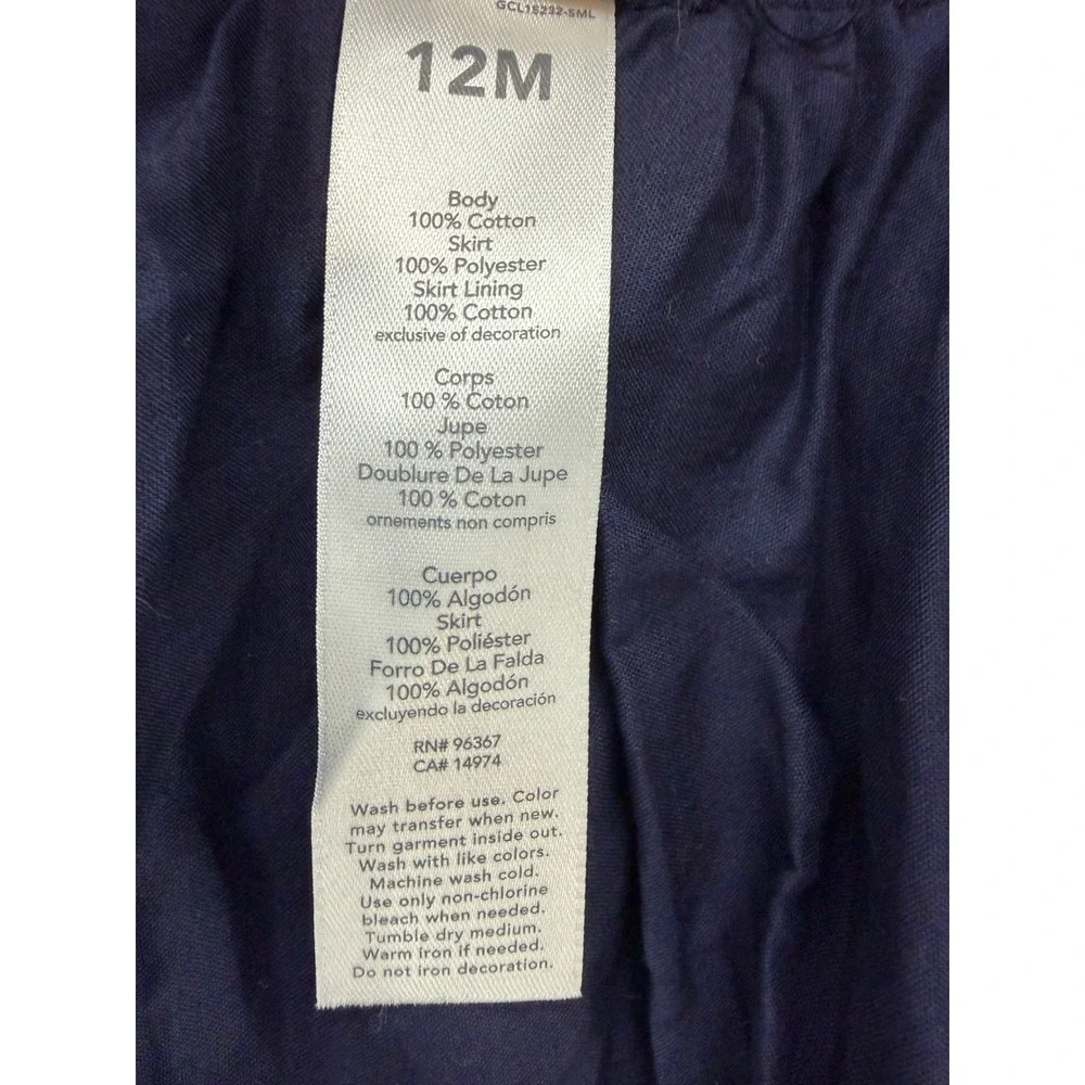 OshKosh Bgosh Vestback Baby Girls Denim Tulle Heart Dress Navy Blue Gold‎ 12M